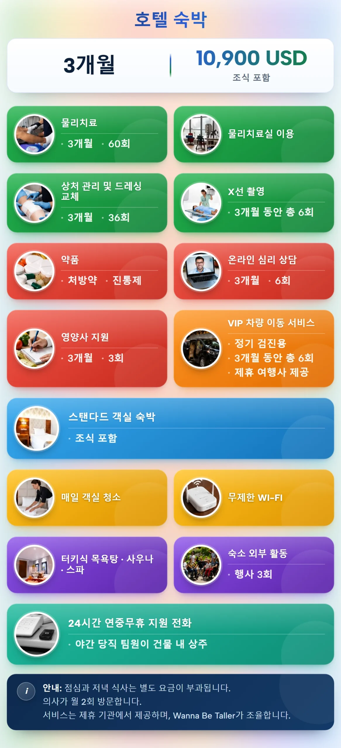 호텔 숙박 패키지 — 3개월, $10,900: 포함 서비스