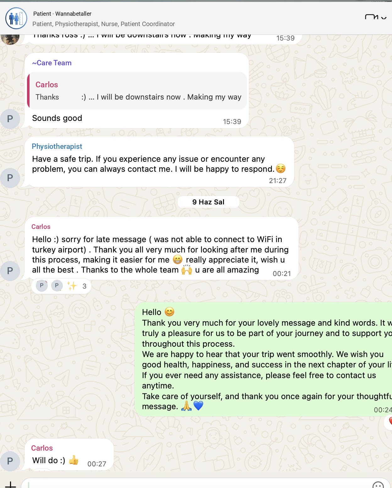 Farewell message 13 · names hidden