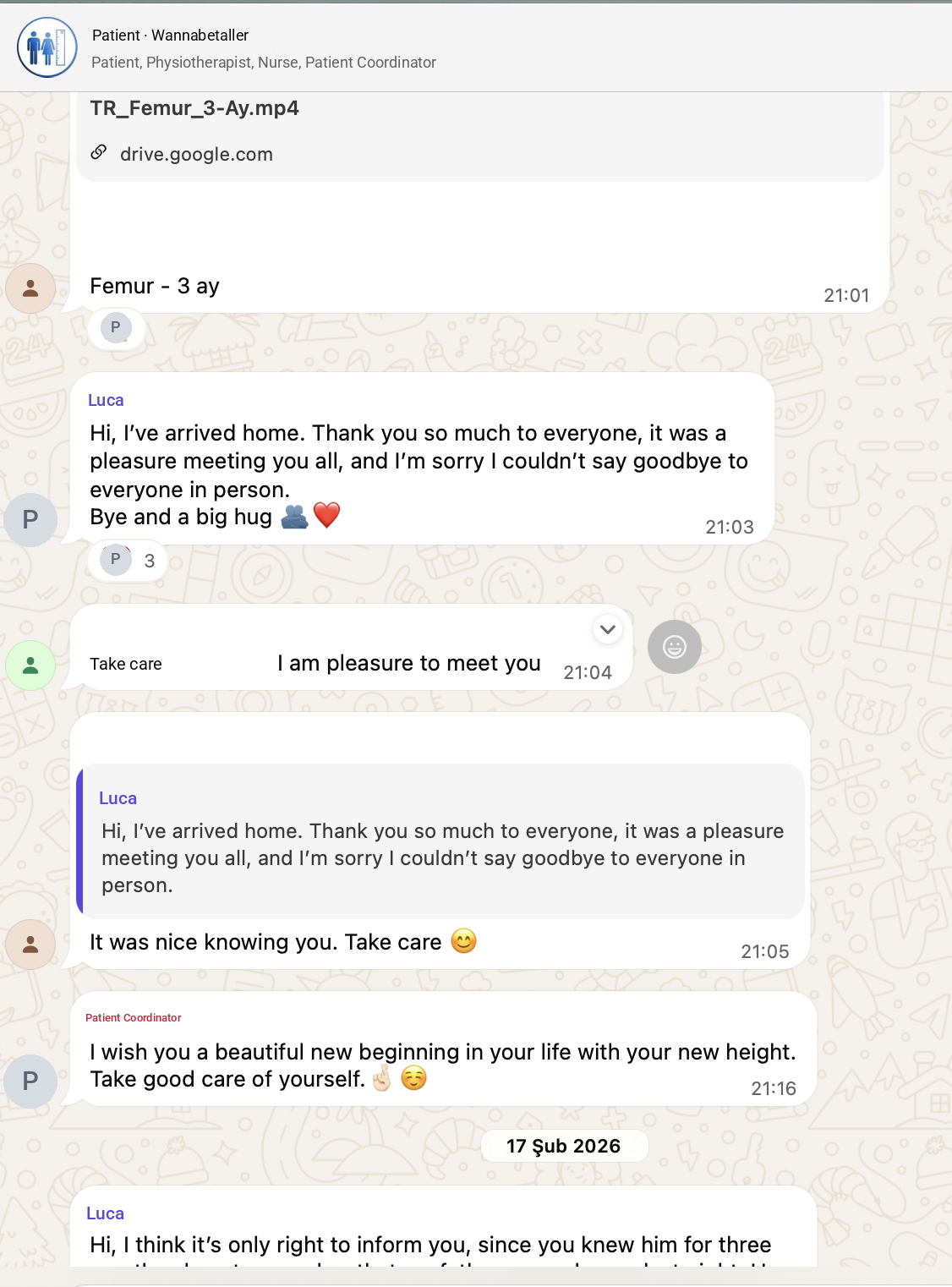 Farewell message 16 · names hidden