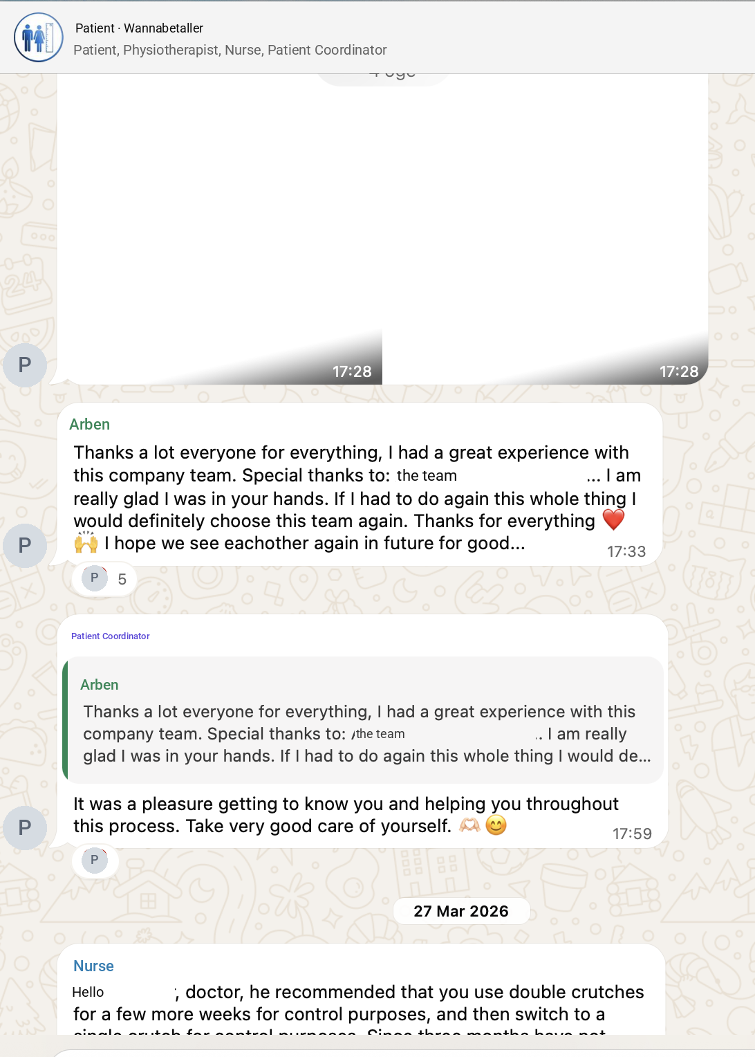 Farewell message 17 · names hidden
